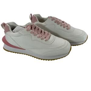 Vince Camuto Girls Sneaker White Pink Low Top Athletic Shoe Size 3